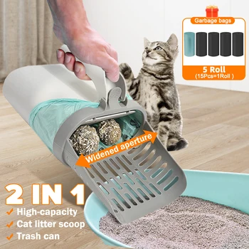 Обновите, расширьте совок для кошачьего туалета с помощью сменных пакетов, большой ящик для кошачьего туалета, Самоочищающаяся система сбора кошачьих отходов, принадлежности для домашних животных