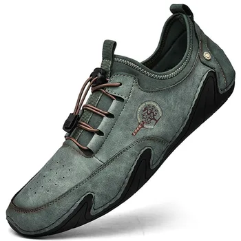 Обувь 2023 года для мужчин, кожаная обувь, деловая мода, повседневная спортивная обувь для улицы, обувь для прогулок, Нескользящая обувь для вождения больших размеров