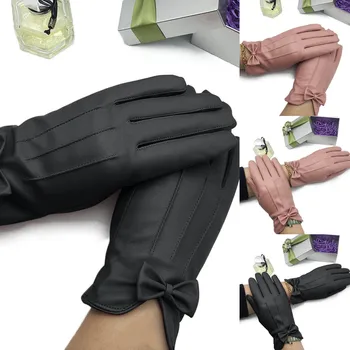 Осенние и весенние модные женские перчатки из искусственной кожи, Женские теплые ветрозащитные перчатки для верховой езды с утолщенным экраном