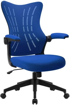 Офисное кресло со средней спинкой, сетчатое Эргономичное рабочее кресло с поясничной поддержкой, синее