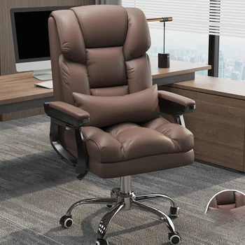 Офисные кресла на колесиках из натуральной кожи Для работы на коленях для игр Офисные кресла Nordic С удобными подлокотниками Для чтения, Офисная мебель Wrx