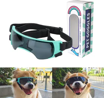 Очки для собак ATUBAN С защитой от ультрафиолета для собак мелких пород, солнцезащитные очки для собак, наружные ветрозащитные противотуманные очки для собак с регулируемыми ремешками