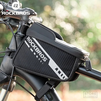 Передняя велосипедная сумка ROCKBROS, Светоотражающий сенсорный экран, Велосипедная сумка объемом 1 л, Двойная молния, Отдельная сумка для хранения, Аксессуары для горных велосипедов