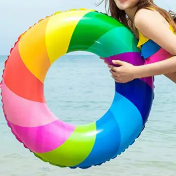 Полезный детский круг для плавания, экологически чистый, износостойкий, надувное радужное кольцо для плавания