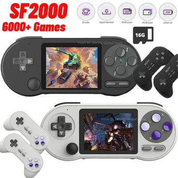 Портативная игровая консоль SF2000 с HD IPS экраном, проигрыватели видеоигр, Встроенные 6000 игр, поддержка зарядки Type-C, AV-выход