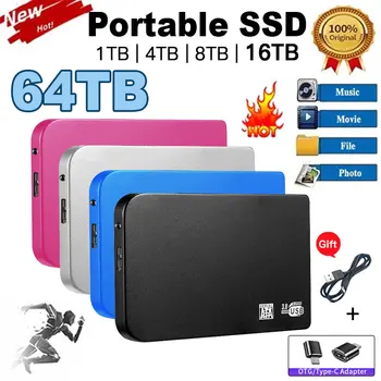 Портативный SSD-накопитель на 1 ТБ Внешний жесткий диск Высокоскоростной USB 3.0 на 2 ТБ Внешние жесткие диски M.2 Твердотельный накопитель для ноутбуков / телефонов