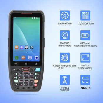 Портативный Терминал Android 10 PDA 3GB 32GB 1D 2D Сканер Штрих-кода Портативный Сборщик Данных с 4G WiFi Bluetooth NFC Зарядной Док-Станцией