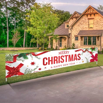 Рождественский Баннер на открытом воздухе, Веселые Рождественские Украшения для дома 2023, Наружный Декор, Рождественский Навидад Ноэль Натал, С Новым 2024 годом