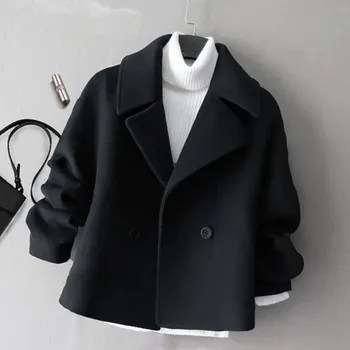 (с подкладкой) Короткое шерстяное пальто для женщин на зиму, новое модное темпераментное пальто на одной пуговице