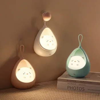 Светодиодный ночник с сенсорным управлением, Симпатичная индукционная лампа в виде животного Человека для детей, Детская спальня, силиконовые настенные светильники, перезаряжаемые через USB