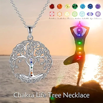 Семь чакр Модное Древо жизни Персонализированное женское ожерелье с подвеской Персонализированный изысканный ювелирный подарок