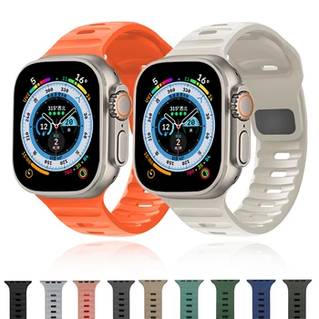 Силиконовый ремешок для Apple Watch Band Ultra 49 мм 44 мм 45 мм 42 мм 41 мм 42 мм 38 мм Ремешок для спортивных часов iwatch Serise 8 7 6 5 4 SE браслет