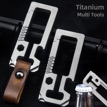 Титановый брелок Edc с карабином для ключей с открывалкой для бутылок и отверткой для автомобильного брелока Идеальный подарок для мужчины-парня