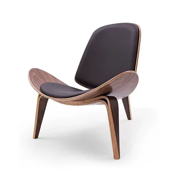 Трехногий стул из ясеневой фанеры, тканевая обивка мебели для гостиной, современный шезлонг