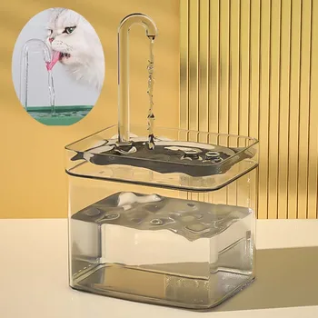 Фонтан воды Cat с автоматической циркуляцией Прозрачная Поилка для воды с интерфейсом USB Вертикальная Поилка для воды