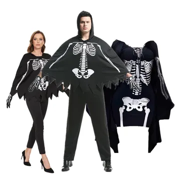 Хэллоуин, Мексика, День Мертвых, Готический костюм Невесты-призрака с черепом, Готический костюм Страшного скелета, пара Зомби-вампиров, платье для косплея