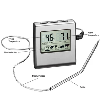 Цифровой шеф-термометр для выпечки, приготовления на гриле, термометр для духовки с преобразованием ° C / ° F, ЖК-дисплей, кухонный термометр для мяса, барбекю