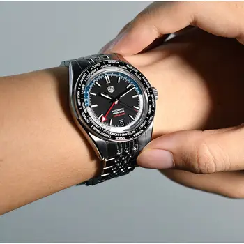 Часы San Martin World Timer 39,5 мм, оригинал Япония, NH34 GMT, дизайн для мужчин, автоматические механические часы для путешественников, водонепроницаемые, Новые