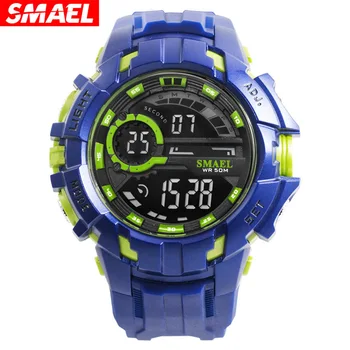 Часы SMAEL, мужские спортивные часы, лучший бренд класса Люкс, военная сигнализация, цифровые кварцевые водонепроницаемые наручные часы для мужчин