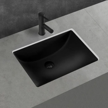 Черная вставная раковина Квадратный керамический умывальник Встроенный Бытовой Мраморный умывальник для ванной комнаты